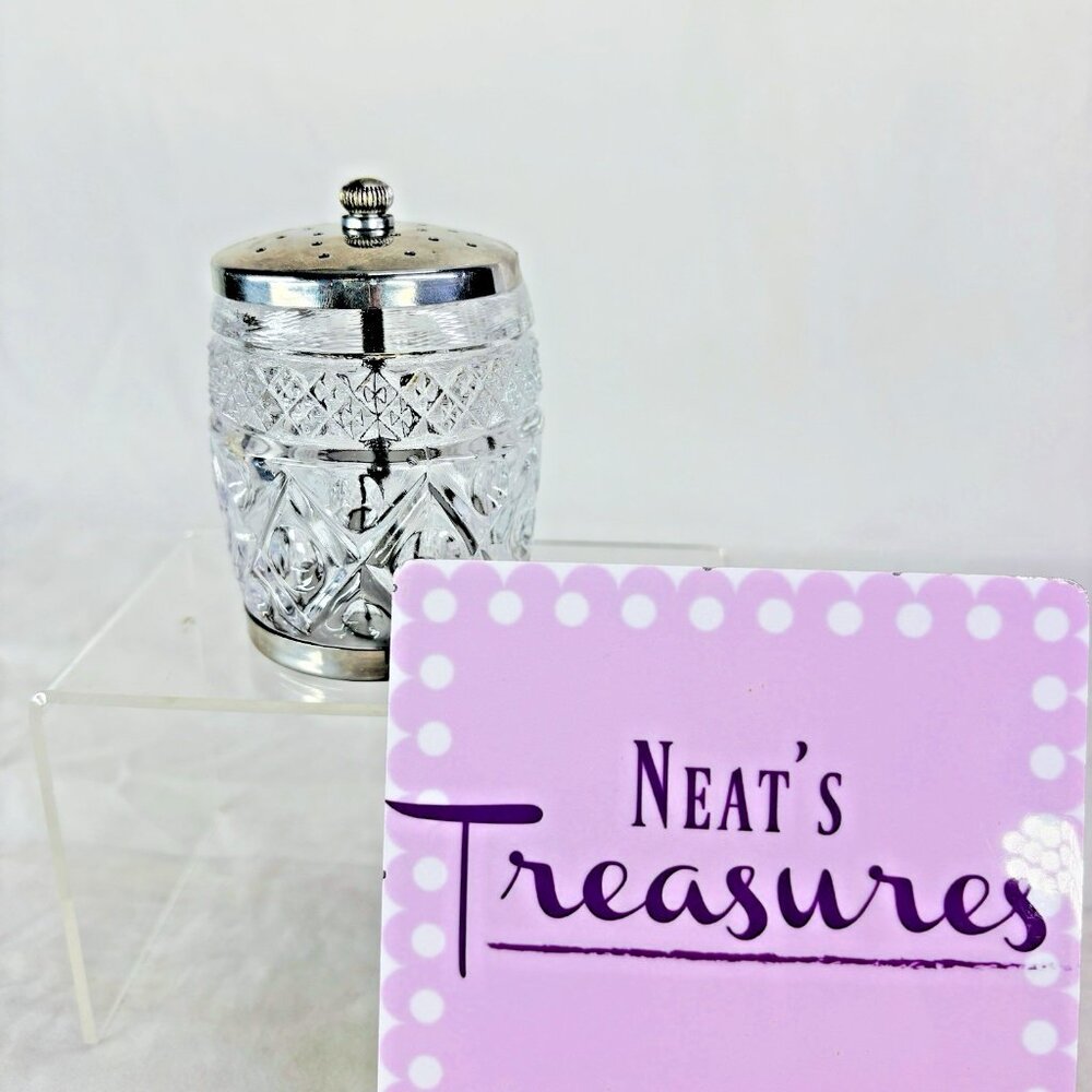 Imperial Glass CAPE COD Clear 1602 + 160 Embossed Chrome Top Salt Mill Shaker
